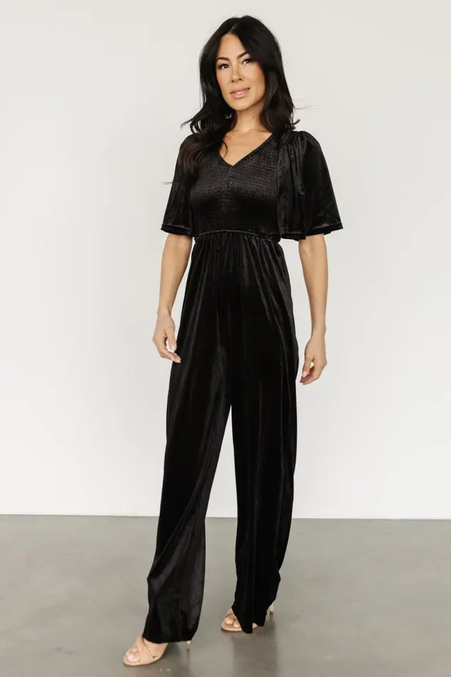 Women Regent Velvet Jumpsuit Black Baltic Born Jumpsuits and Rompers Women Regent Velvet Jumpsuit Black Baltic Born Jumpsuits and Rompers