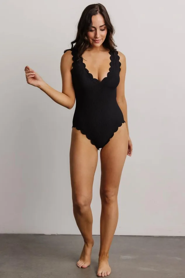 Women Roatn Scalloped One Piece Black Baltic Born One Piece Women Roatn Scalloped One Piece Black Baltic Born One Piece