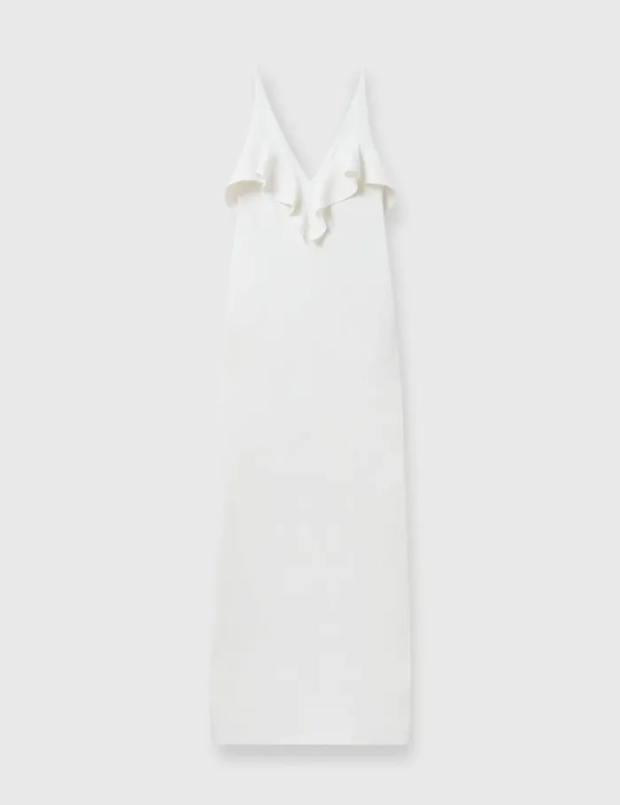 Women Ruffle Tier VNeck Dress White Stella McCartney Dresses