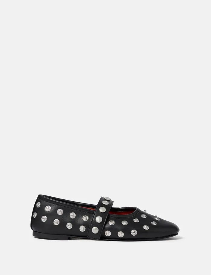 Women Ryder PopperStudded Ballet Flats Pitch Black Stella McCartney Flats