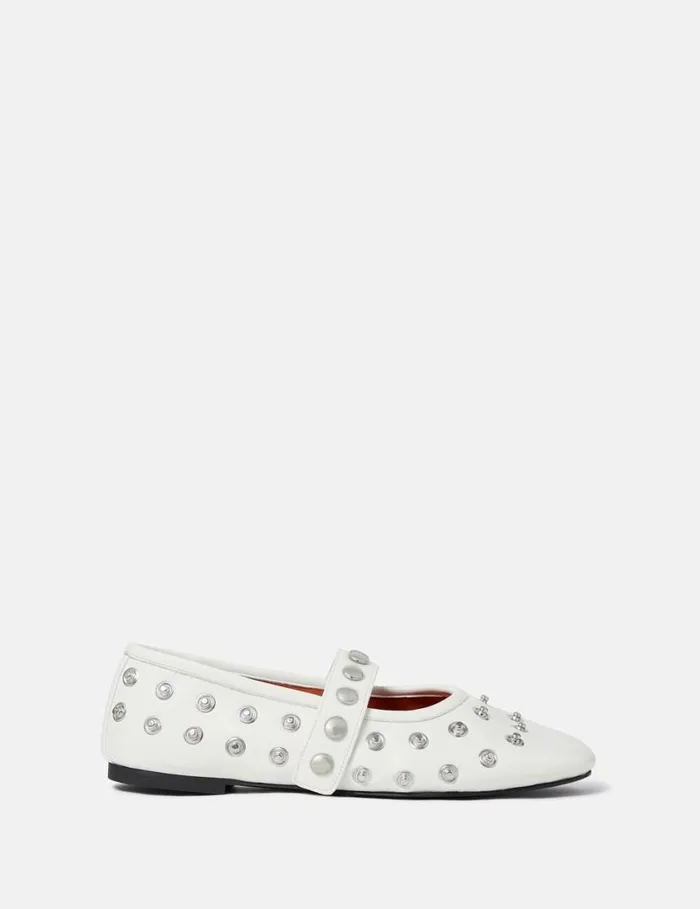 Women Ryder PopperStudded Ballet Flats Pure White Stella McCartney Flats