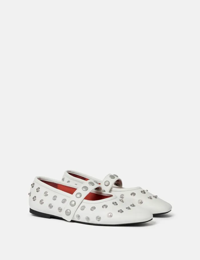 Women Ryder PopperStudded Ballet Flats Pure White Stella McCartney Flats