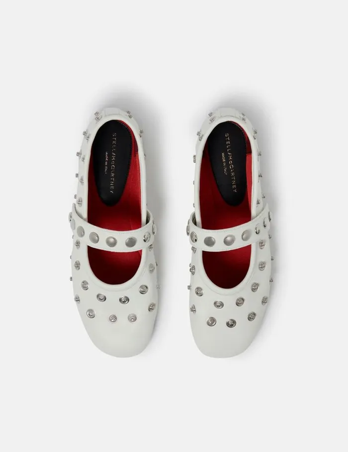 Women Ryder PopperStudded Ballet Flats Pure White Stella McCartney Flats