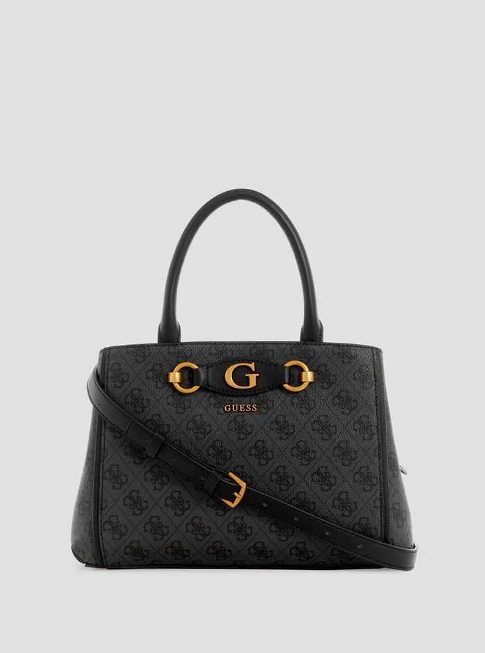 Women Satchel GUESS Black Logo Izzy Small Girlfriend Satchel Bag