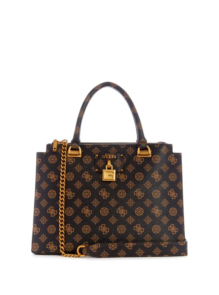 Women Satchel GUESS Brown Centre Stage Status Satchel