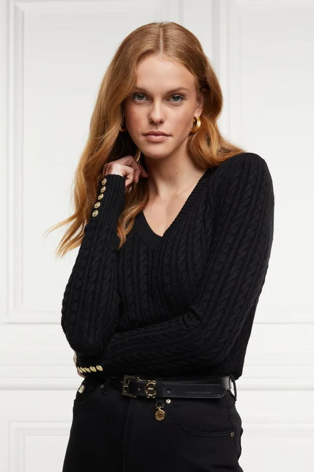 Women Seattle VNeck Knit Black Holland Cooper Knitwear