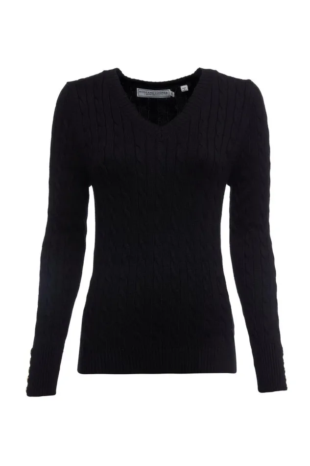 Women Seattle VNeck Knit Black Holland Cooper Knitwear
