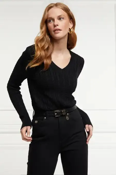 Women Seattle VNeck Knit Black Holland Cooper Knitwear
