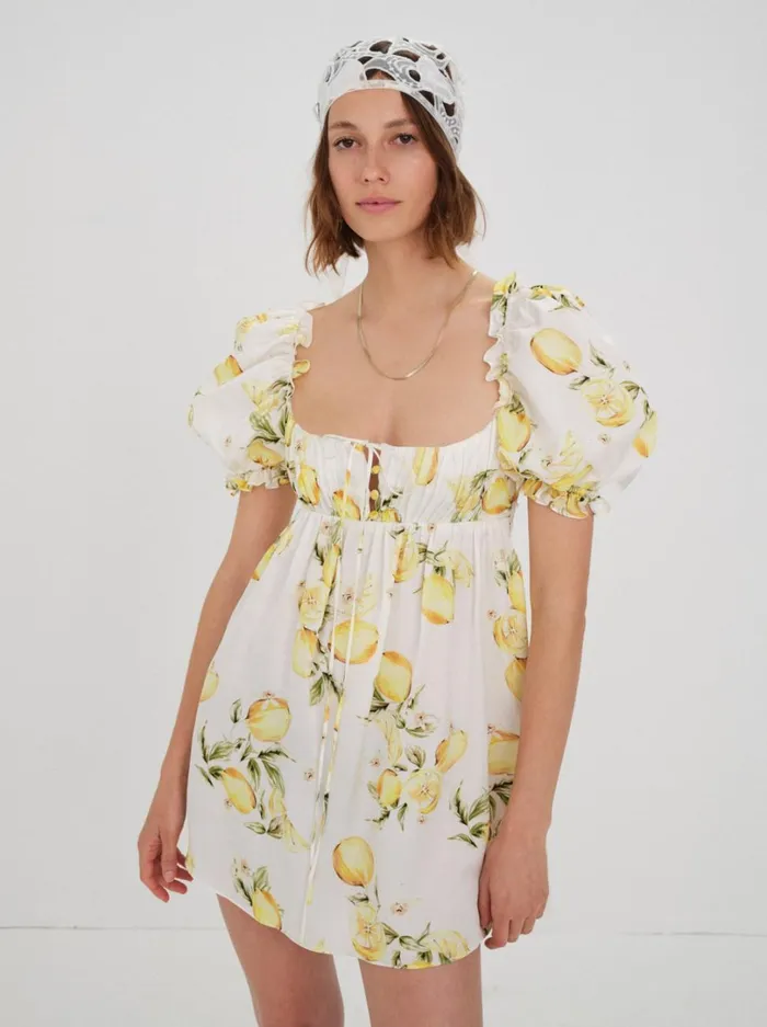 Women Serafina Mini Dress Yellow For Love and Lemons Dresses