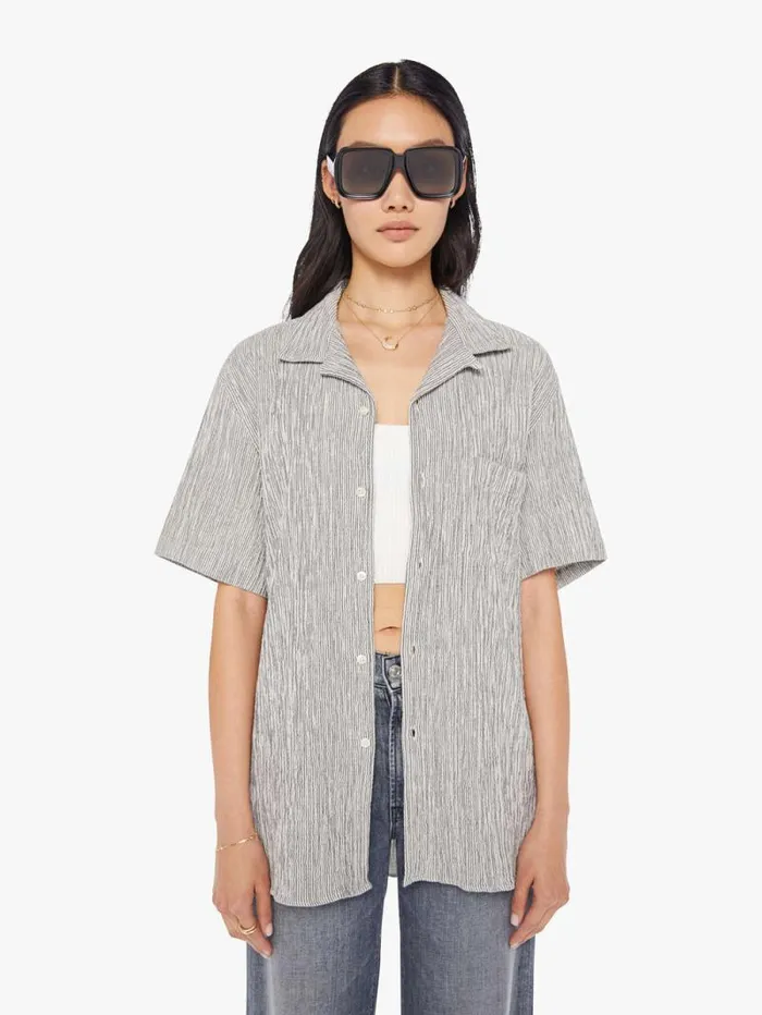 Women Shirts Mother Denim Silveira Shirt Black Stripe