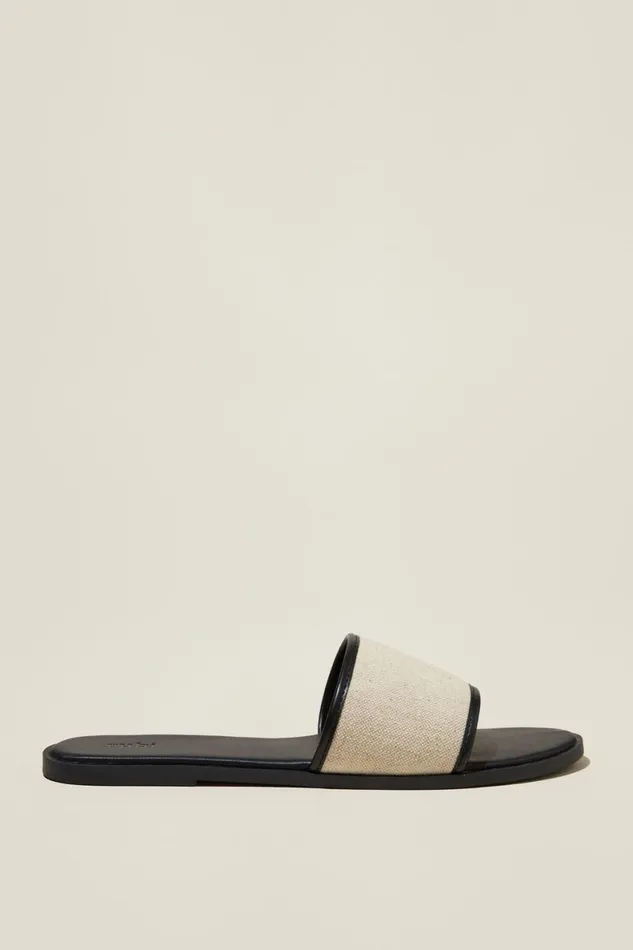 Women Shoes and Slippers Cotton On Sorrento Single Vamp Blackecru Canvas