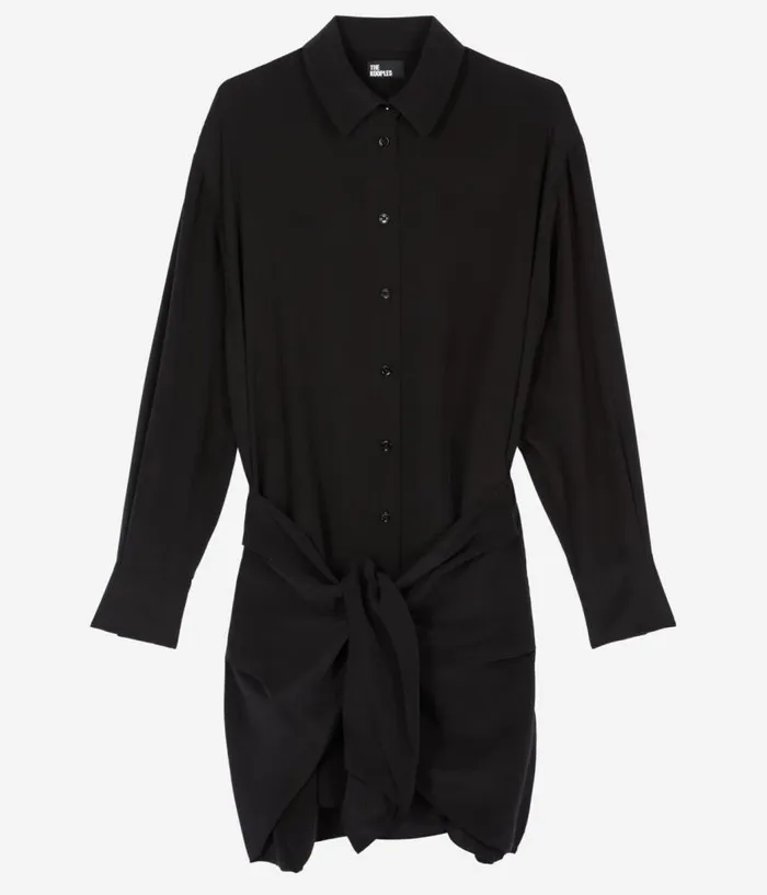 Women Short Black Shirt Dress With Bow THE KOOPLES Dresses and Jumpsuits