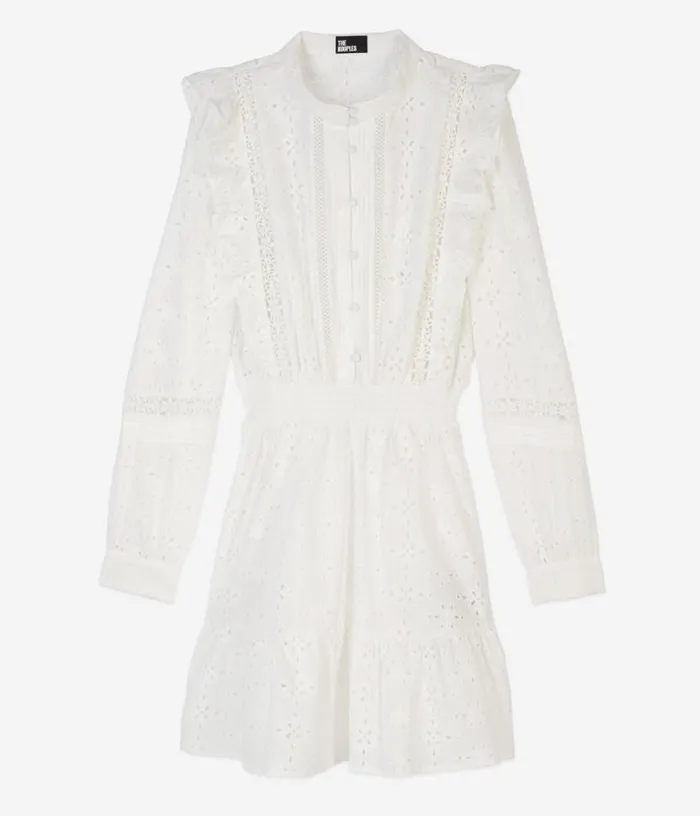 Women Short White Dress In English Embroidery THE KOOPLES Dresses and Jumpsuits