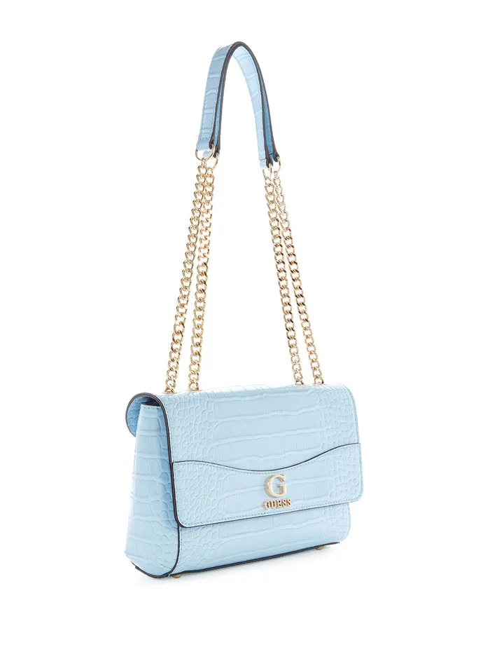 Women Shoulder Bag GUESS Blue Nell Croco Crossbody Bag
