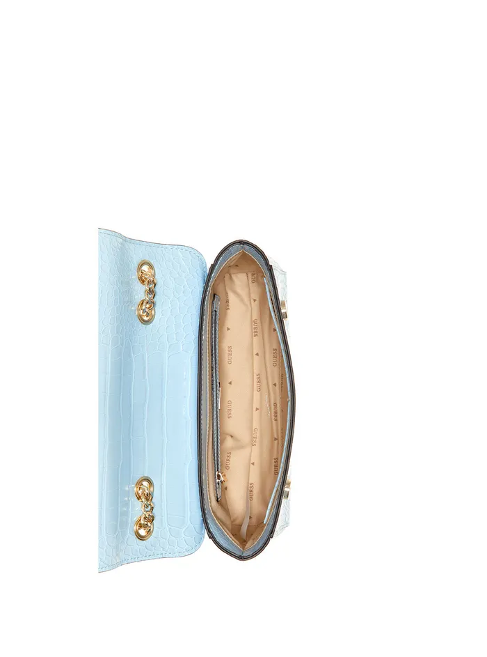 Women Shoulder Bag GUESS Blue Nell Croco Crossbody Bag