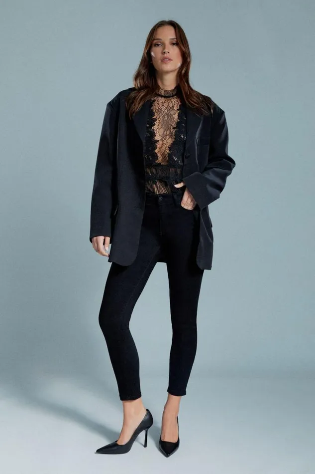 Women Skinny Jean Bardot Bella Mid Rise Jeans In Black Black