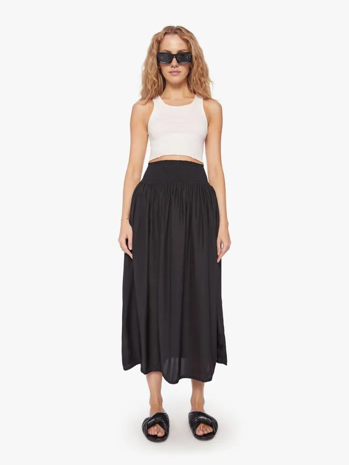 Women Skirts and Dresses Mother Denim Bella Skirt Black Silk