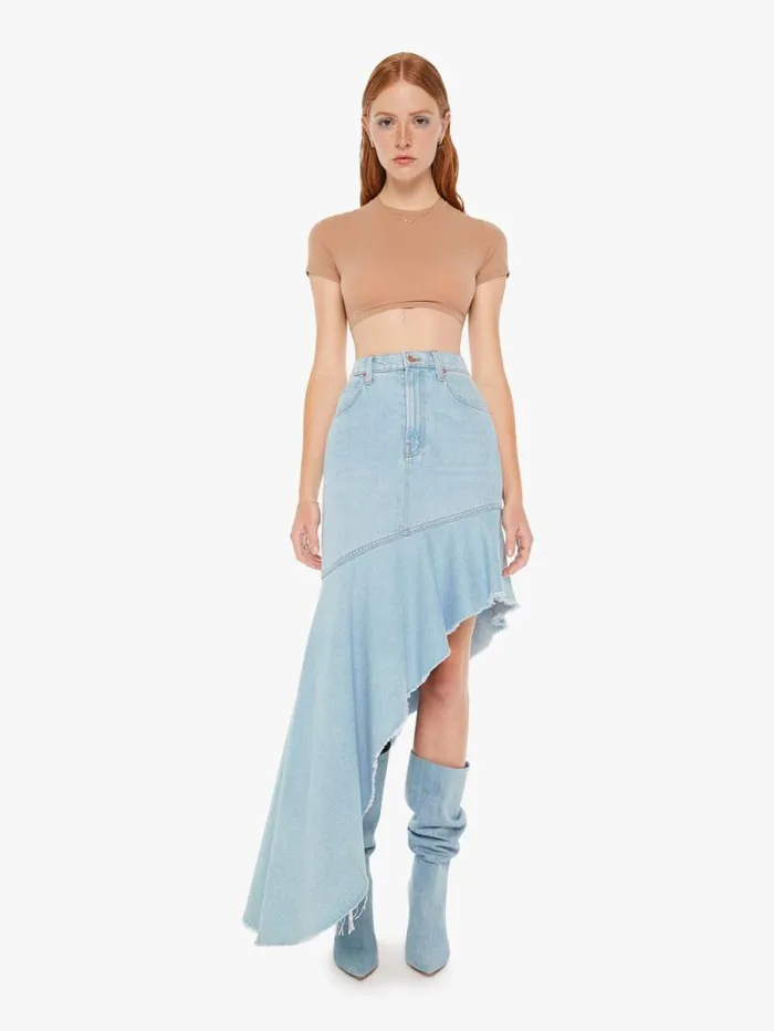 Women Skirts and Dresses Mother Denim SNACKS The Crinkle Cut Skirt Blue lightpastel