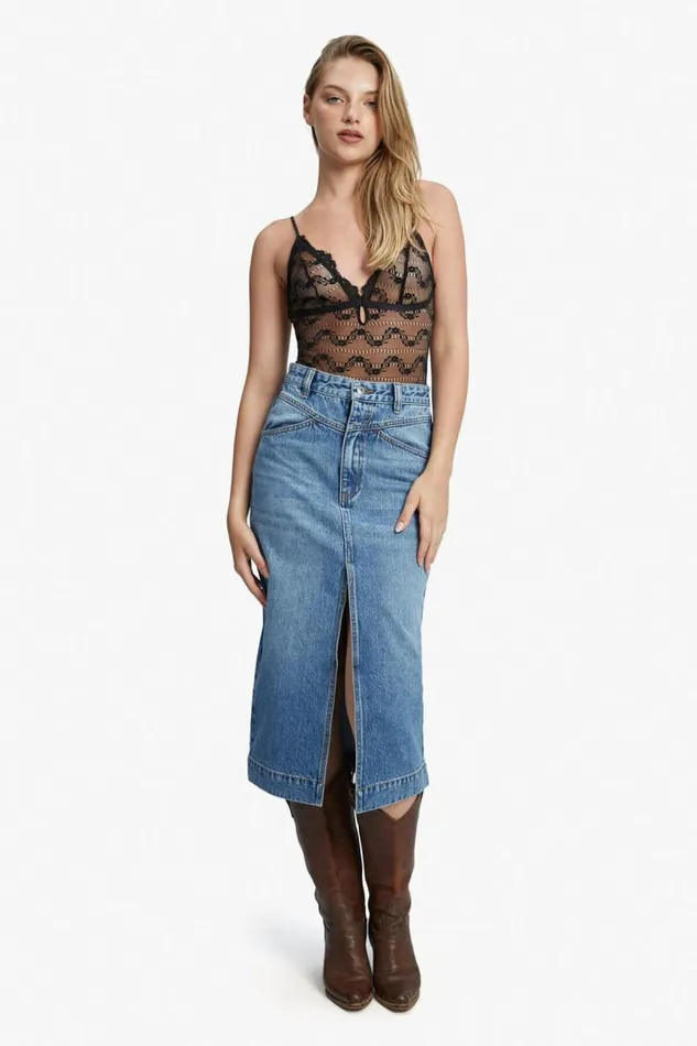Women Skirts Bardot Jonah Midi Denim Skirt In Vintage Vintage