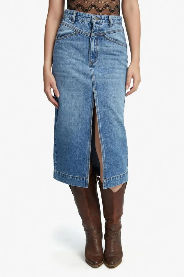 Women Skirts Bardot Jonah Midi Denim Skirt In Vintage Vintage