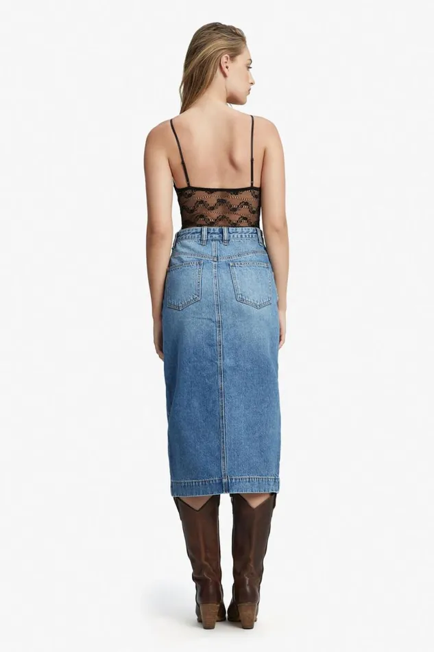 Women Skirts Bardot Jonah Midi Denim Skirt In Vintage Vintage