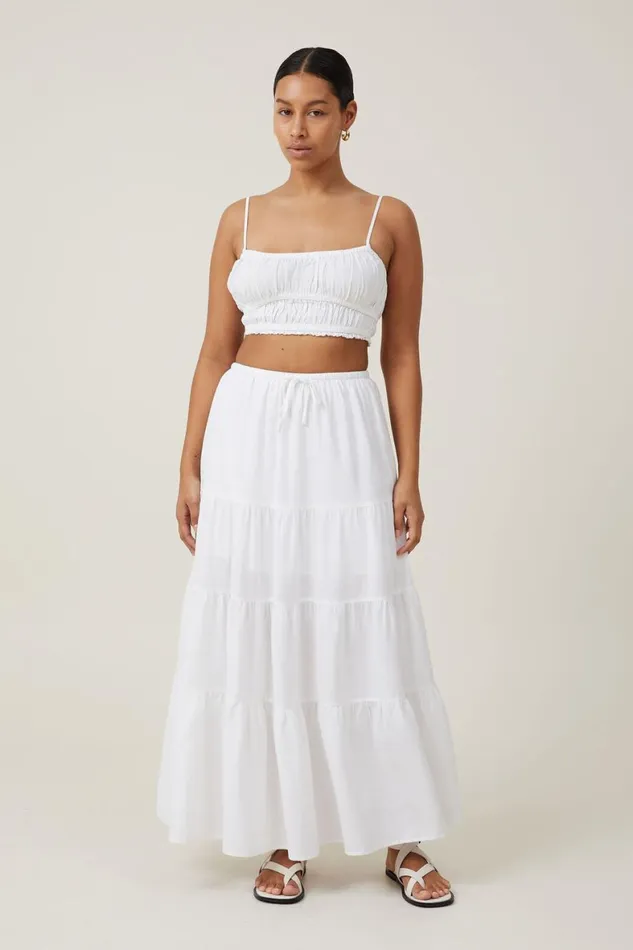 Women Skirts Cotton On Haven Tiered Maxi Skirt White
