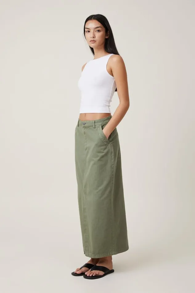 Women Skirts Cotton On Ryder Utility Maxi Skirt Khaki
