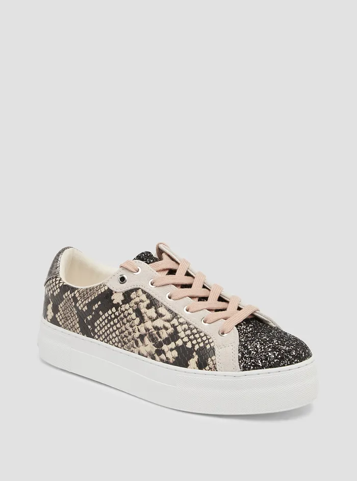 Women Sneakers GUESS White Snake Print Garmini Low Top Sneakers