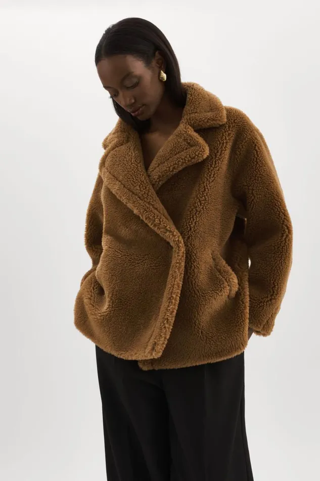 Women SOPHIE Sherpa Jacket Brown LAMARQUE Sherpa