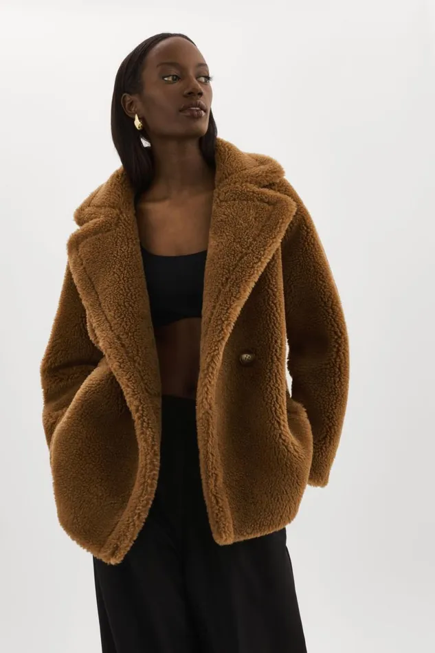 Women SOPHIE Sherpa Jacket Brown LAMARQUE Sherpa Women SOPHIE Sherpa Jacket Brown LAMARQUE Sherpa