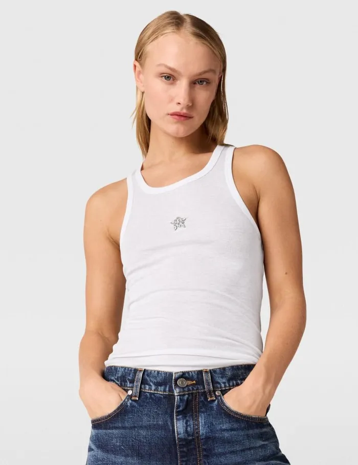 Women Star Tank Top Pure White Stella McCartney Sweatshirts And TShirts