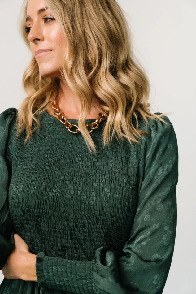 Women Stockholm Smocked Dress Dark Green Baltic Born Midi Dresses