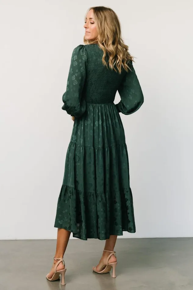 Women Stockholm Smocked Dress Dark Green Baltic Born Midi Dresses