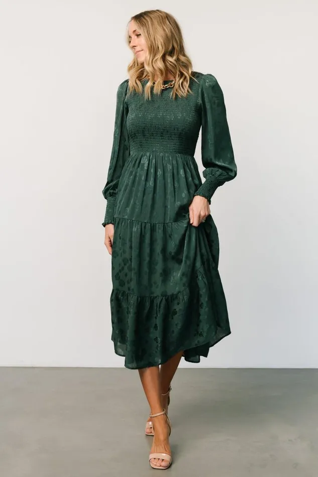 Women Stockholm Smocked Dress Dark Green Baltic Born Midi Dresses