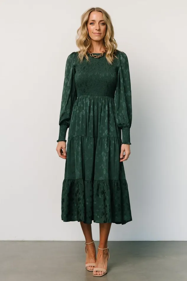 Women Stockholm Smocked Dress Dark Green Baltic Born Midi Dresses