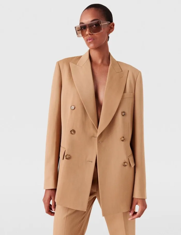 Women Striped DoubleBreasted Blazer Biscuit Stella McCartney Coats And Jackets