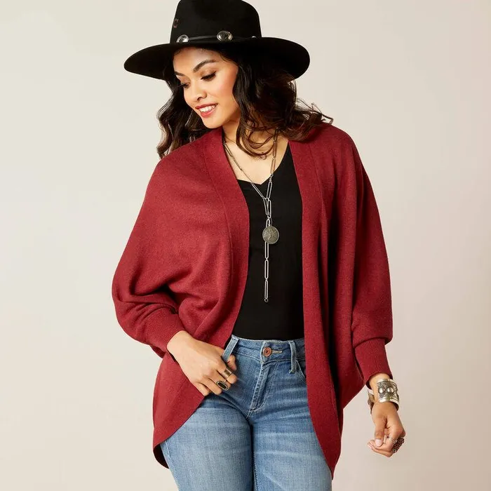 Women Sweaters and Cardigans Ariat Terra Cardigan Sweater Burnt Russet