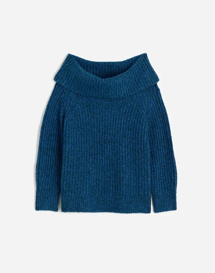 Women Sweaters Madewell CottonBlend OffShoulder Sweater Bluestone Marl