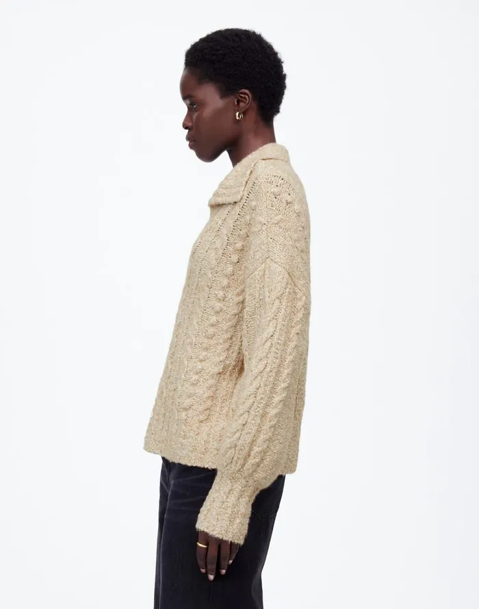 Women Sweaters Madewell CottonMerino Wool Blend CableKnit Sweater Sand
