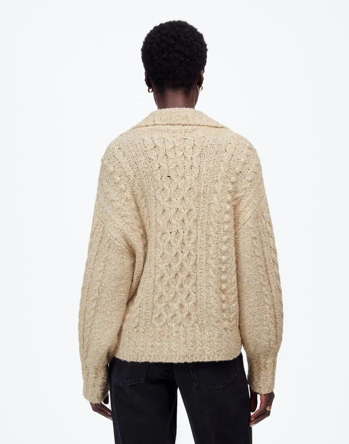 Women Sweaters Madewell CottonMerino Wool Blend CableKnit Sweater Sand