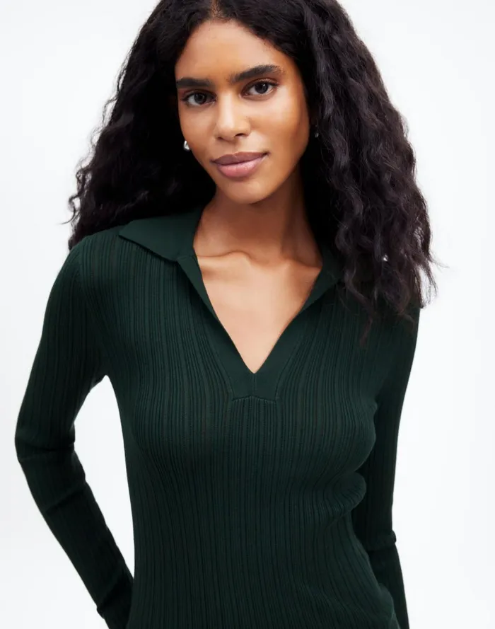 Women Sweaters Madewell The Signature Knit JohnnyCollar Sweater Luxury Forest