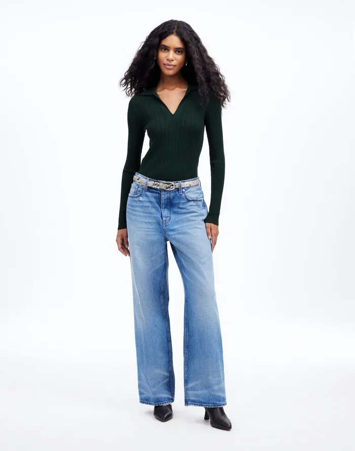 Women Sweaters Madewell The Signature Knit JohnnyCollar Sweater Luxury Forest