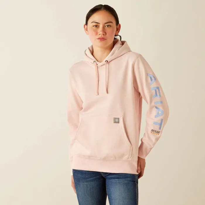 Women Sweatshirts and Hoodies Ariat Rebar Graphic Hoodie Powder Pinklavender Lustre