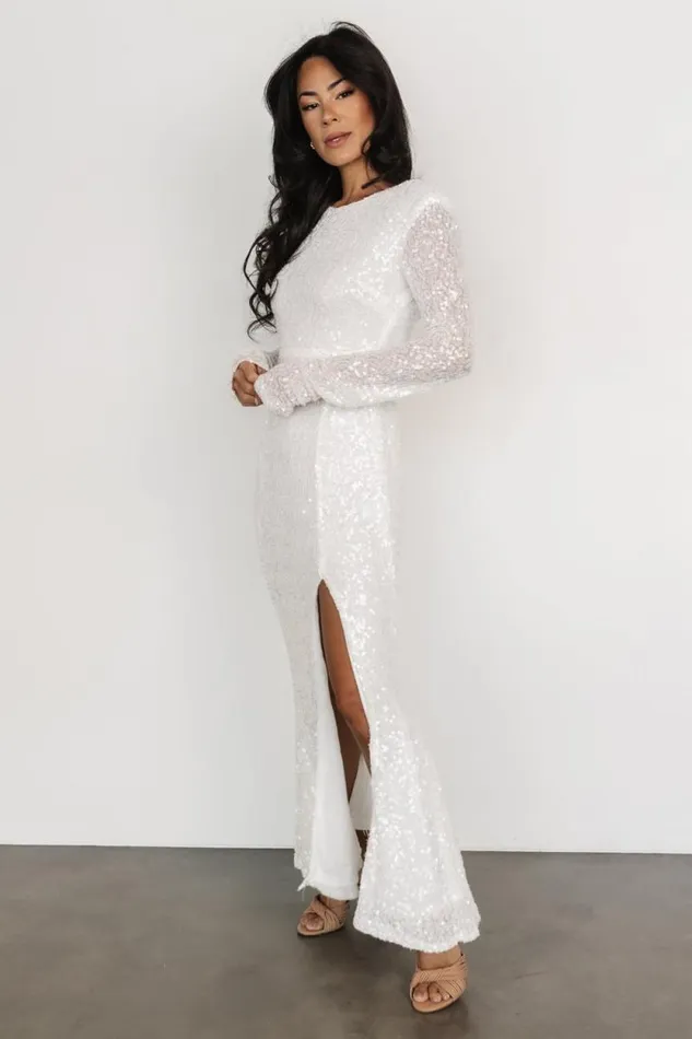 Women Sylvia Sequin Gown White Baltic Born Embellished and Sequined