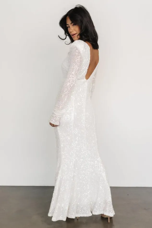 Women Sylvia Sequin Gown White Baltic Born Embellished and Sequined Women Sylvia Sequin Gown White Baltic Born Embellished and Sequined