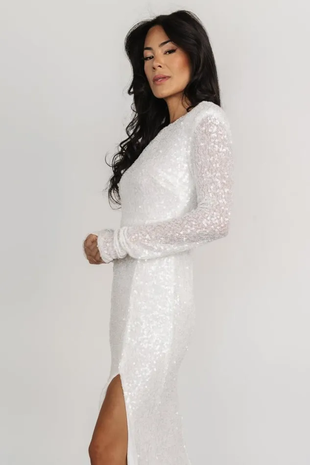Women Sylvia Sequin Gown White Baltic Born Embellished and Sequined Women Sylvia Sequin Gown White Baltic Born Embellished and Sequined