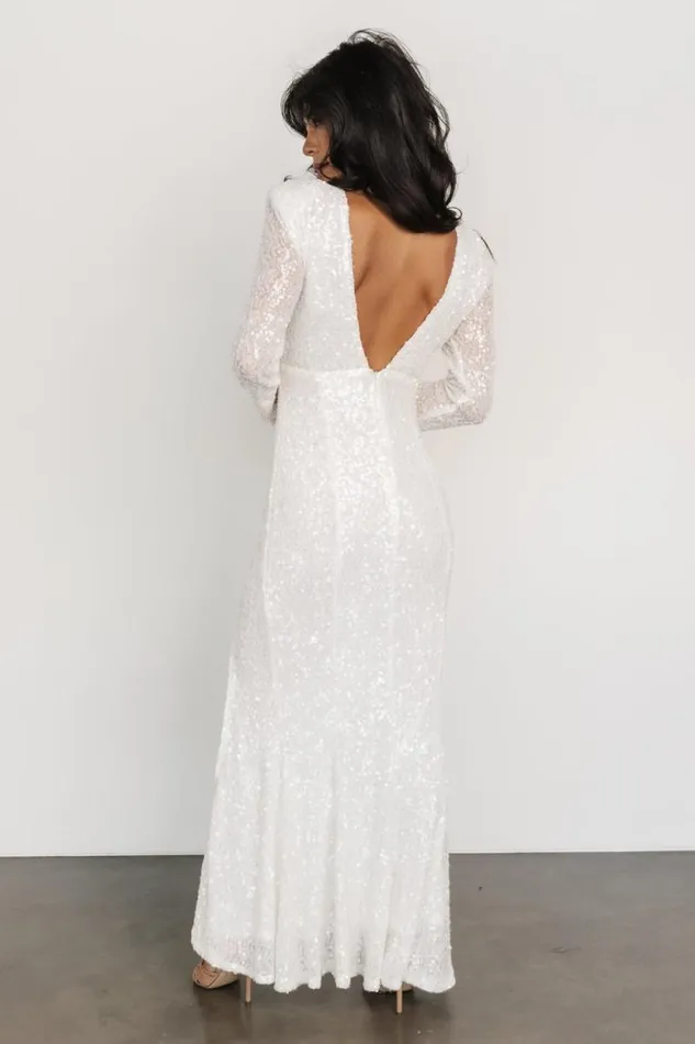 Women Sylvia Sequin Gown White Baltic Born Embellished and Sequined Women Sylvia Sequin Gown White Baltic Born Embellished and Sequined
