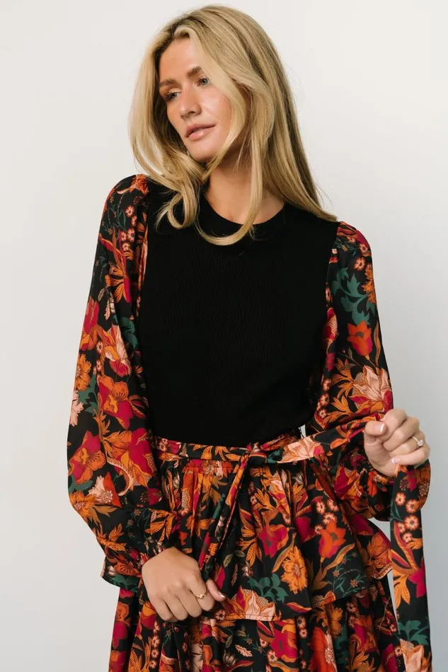 Women Sylvie Tiered Midi Dress Black Multi Baltic Born Midi Dresses