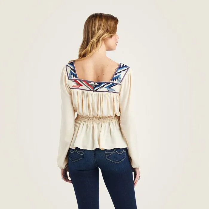 Women TShirts and Tops Ariat Jacquard Chimayo Top Buttercream
