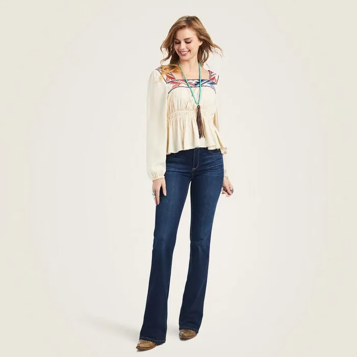 Women TShirts and Tops Ariat Jacquard Chimayo Top Buttercream